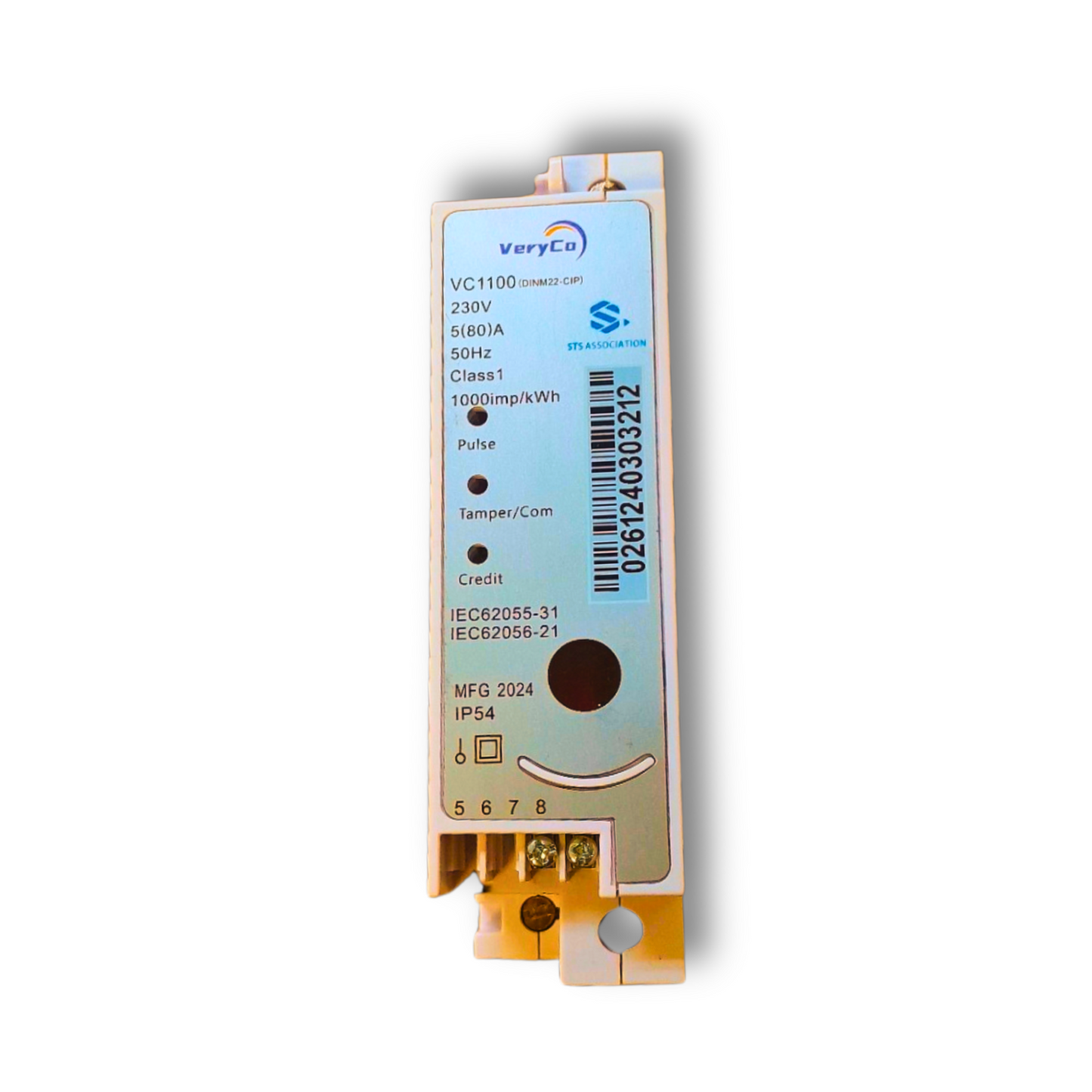 DIN Rail single-phase prepaid meter with smart connectivity and tamper-proof design.