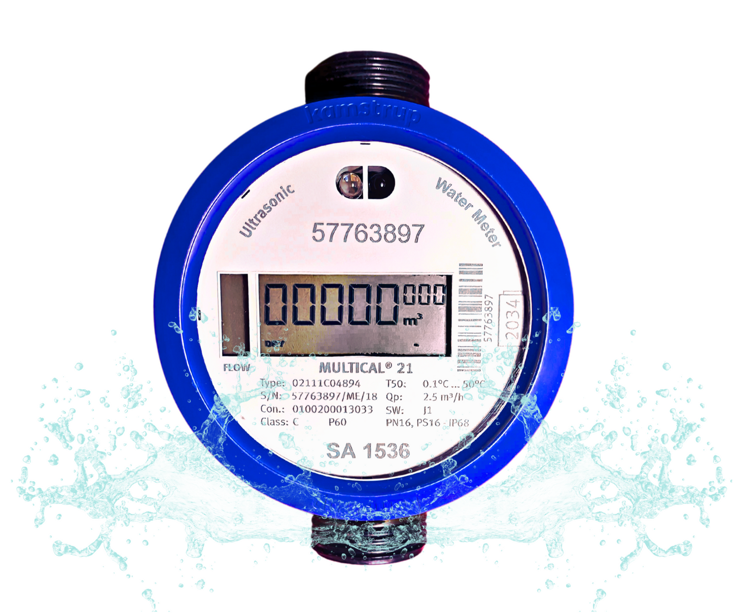 Kamstrup MULTICAL® 21 DN20 Ultrasonic Smart Water Meter with digital display and robust design for precise water measurement.