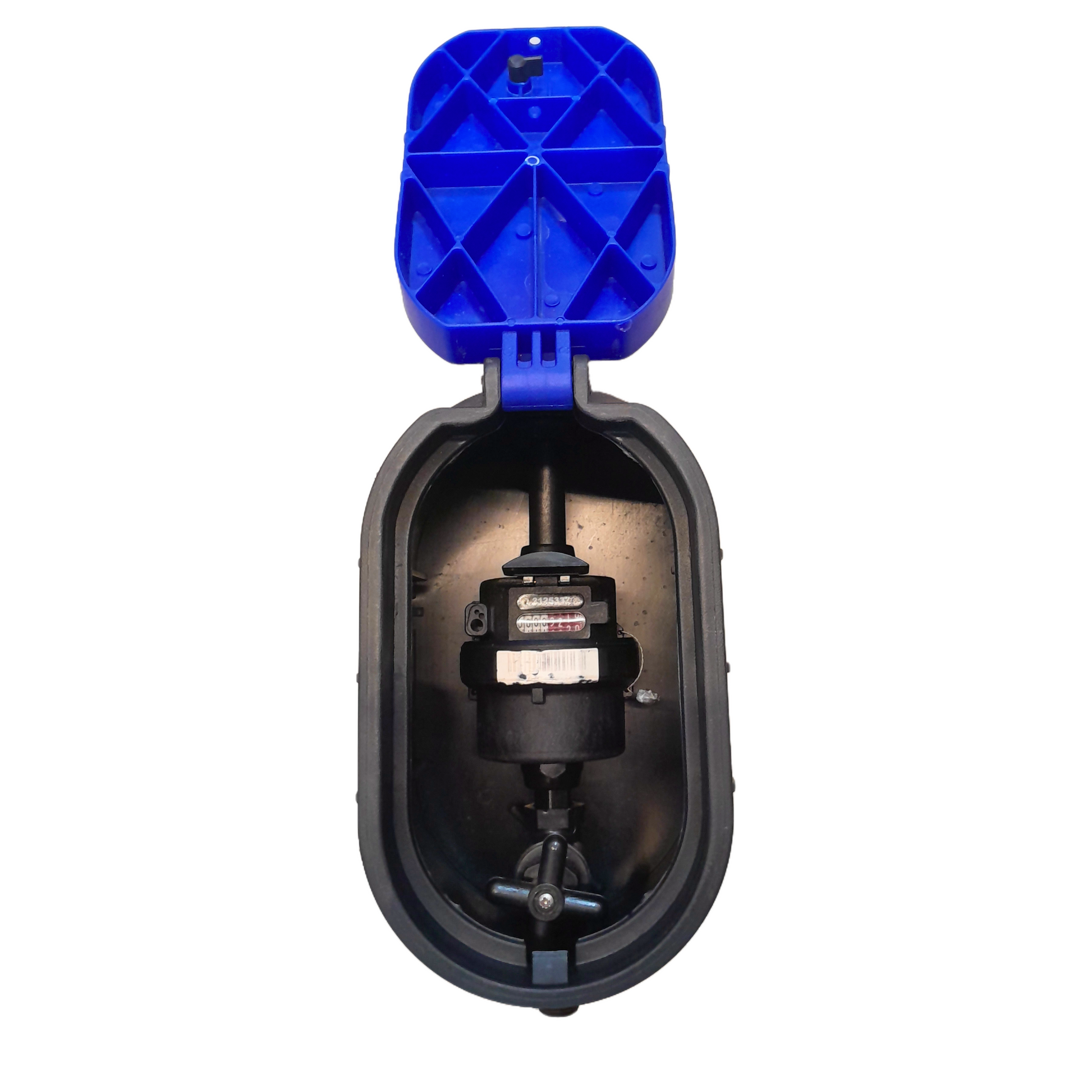 Domestic prepaid water meter set with lockable protective box and brass tail pieces for accurate water consumption monitoring