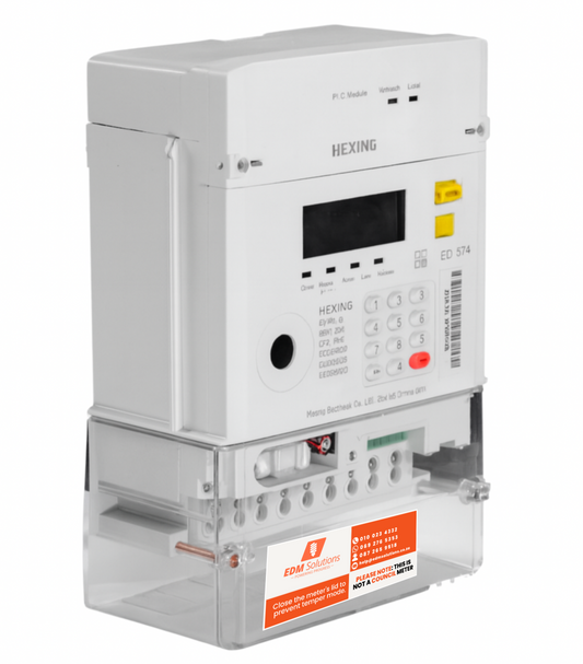 HXE330 3-Phase 4-Wire prepaid electricity meter by Hexing with STS compliance for accurate energy monitoring