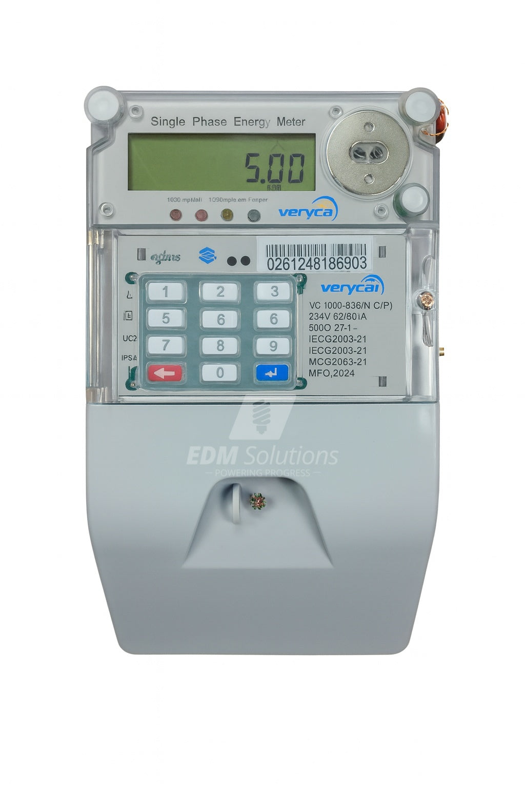 VC1000 BSOM01-CIP 4G smart prepaid single-phase electricity meter with keypad and EDM integration